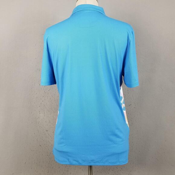 Original Penguin Polo Shirt Mens Medium Blue Multicolor Geometric Golf Stretch - Picture 7 of 13